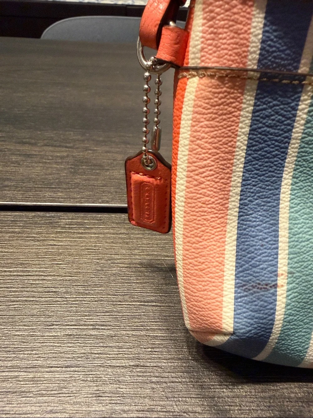 Coach Peyton Rainbow Multi Stripe Medium Wristlet F51319